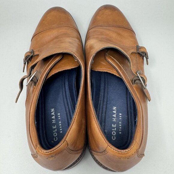 Cole Haan Men\'s Harrison Grand 2.0 Cap Toe Monk Strap Dress Shoes Size 9M Brown main image 8